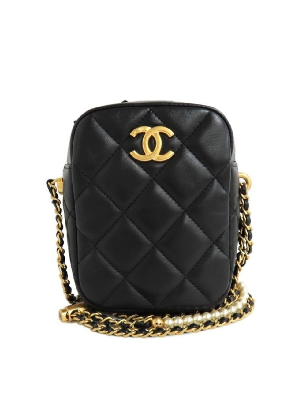 Chanel Mini Camera Case As2857 Faux Pearl Chain Shoulder Bag Lambskin
